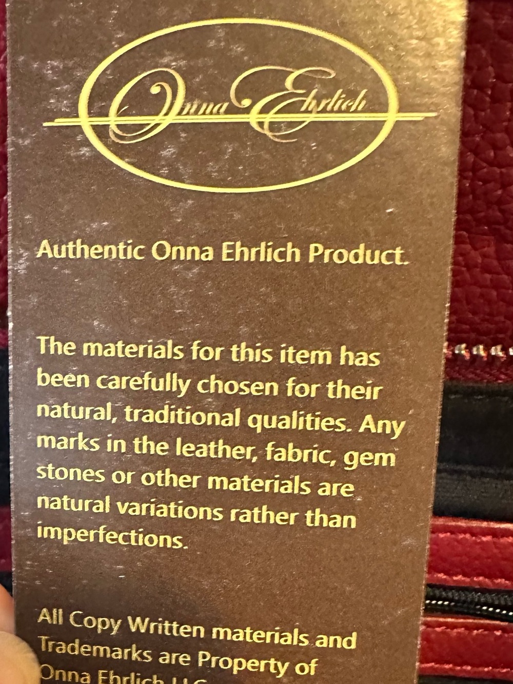 SALE!! NWOT! Genuine Leather Onna Ehrlich handbag in deep red - Picture 7 of 13